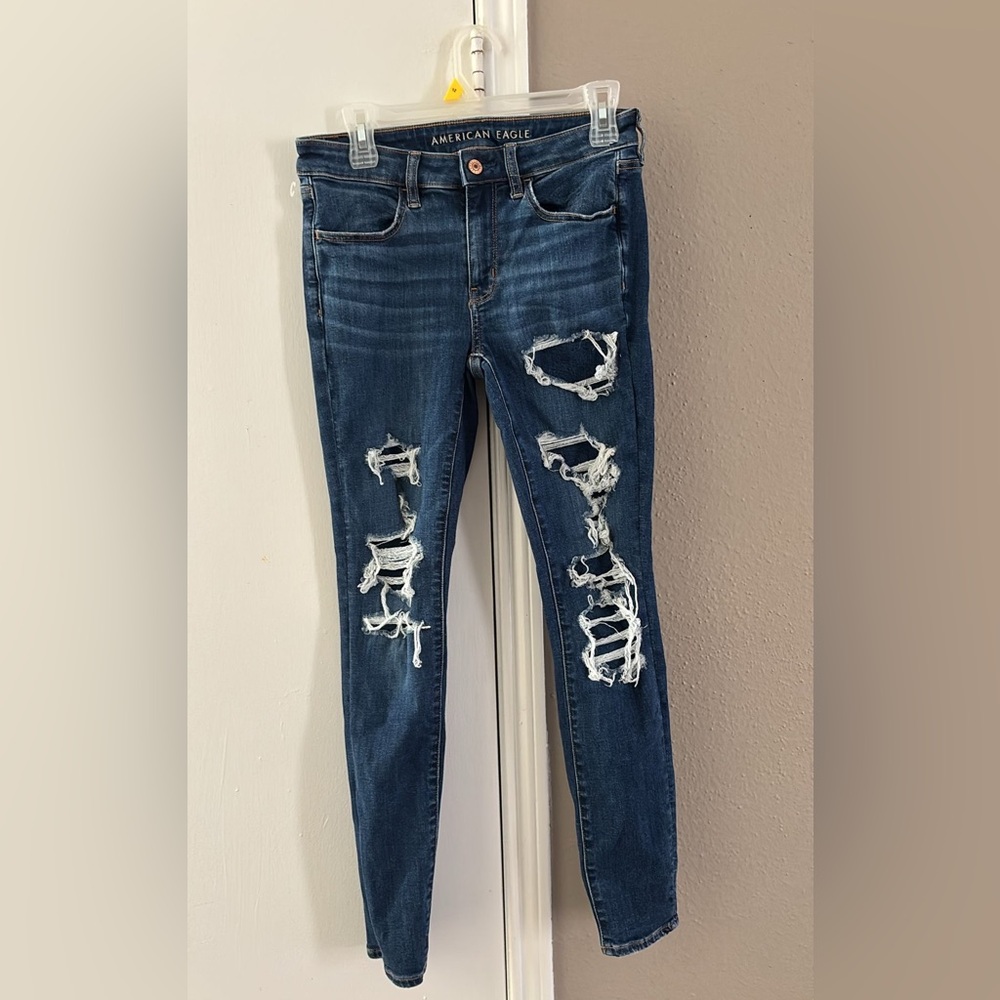 American Eagle Outfitters Ripped Blue Skinny Jeans